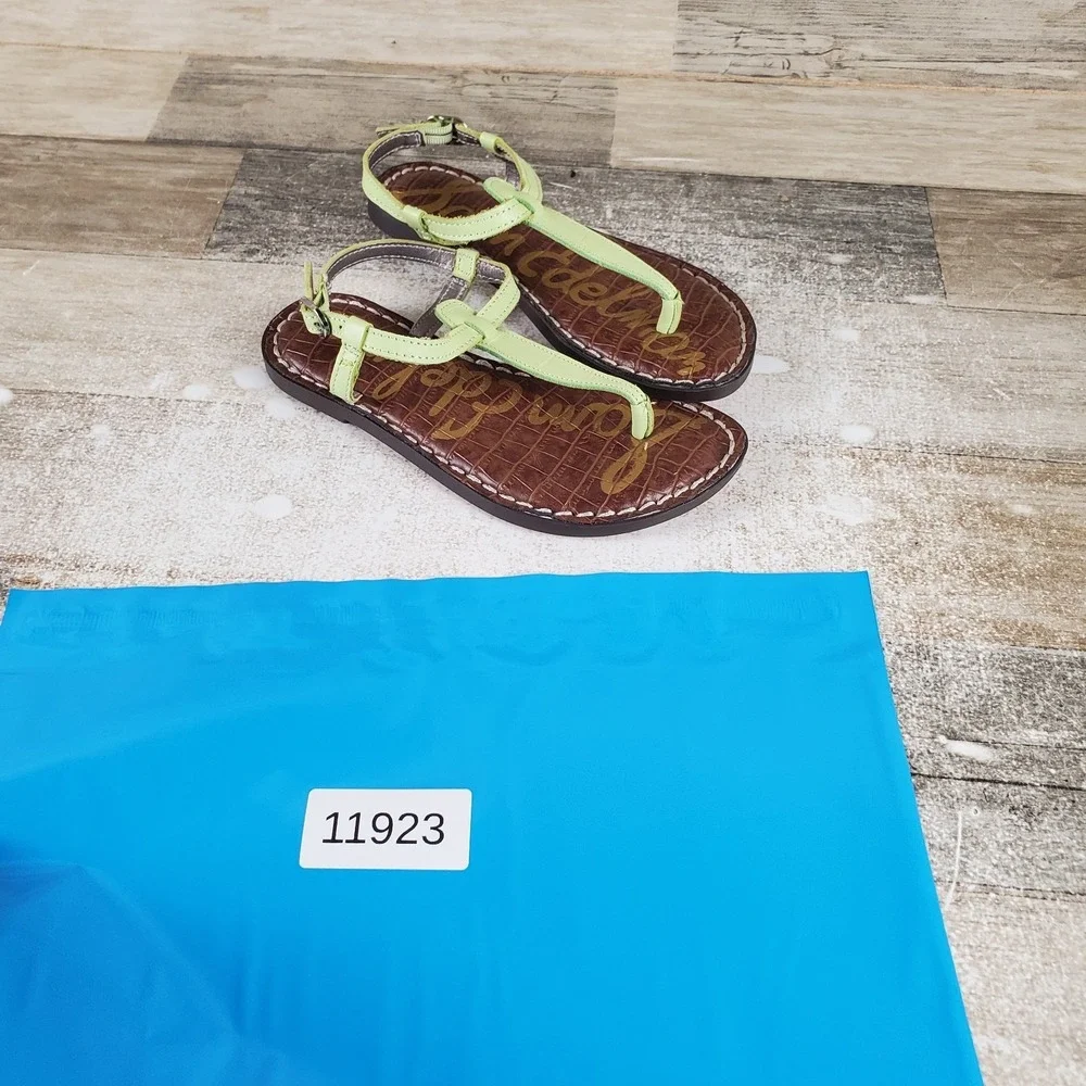 Sam Edelman Gigi Kids Thong Sandals Sz 12 Kiwi Croc Leather‎ Buckle Ankle Strap